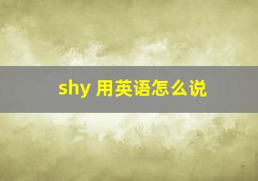 shy 用英语怎么说